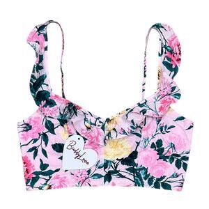 NWT Buddy Love Pink Floral Ruffle Crop Blouse
